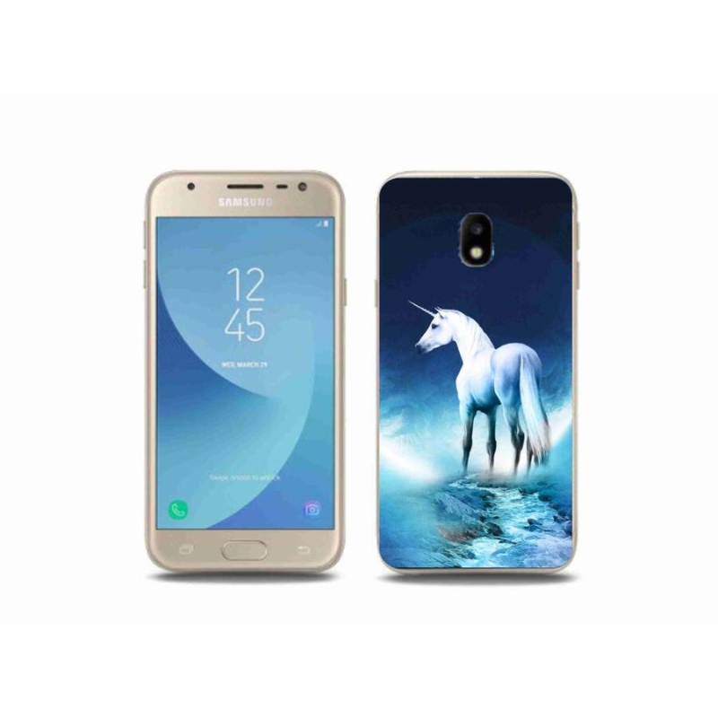 Gél védőhuzat mmCase Samsung Galaxy J3 (2017) - fehér egyszarvúhoz