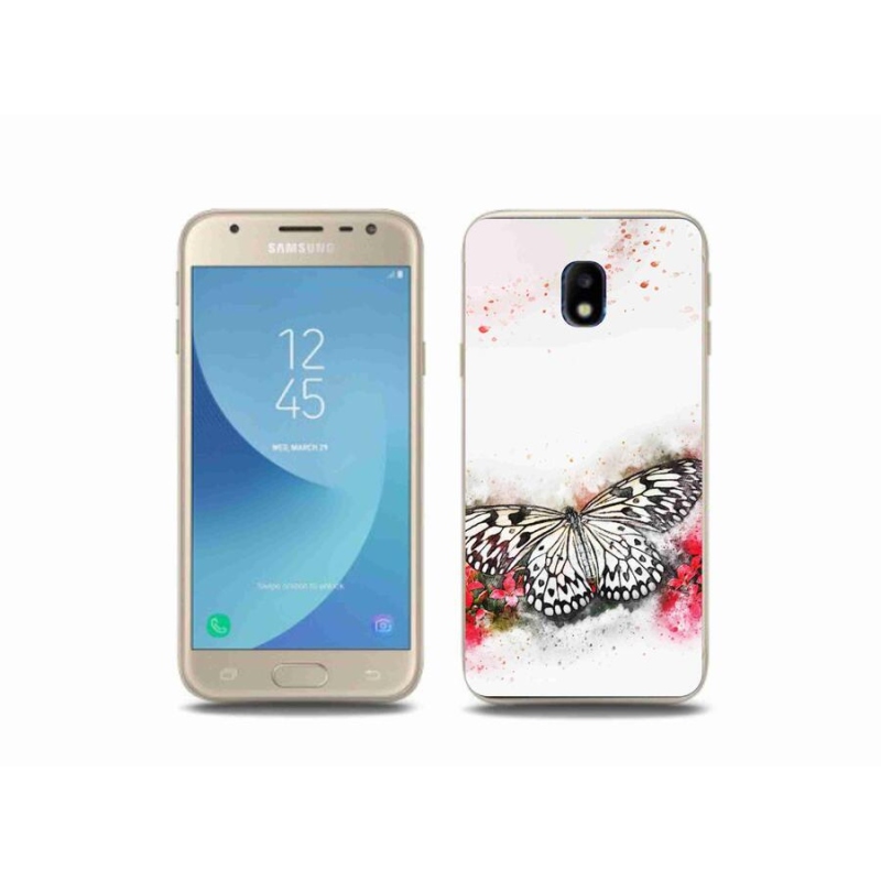 Gél védőhuzat mmCase Samsung Galaxy J3 (2017) - fekete-fehér pillangó