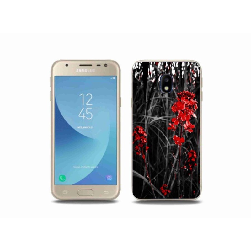Gél borító mmCase Samsung Galaxy J3 (2017) - piros növényhez