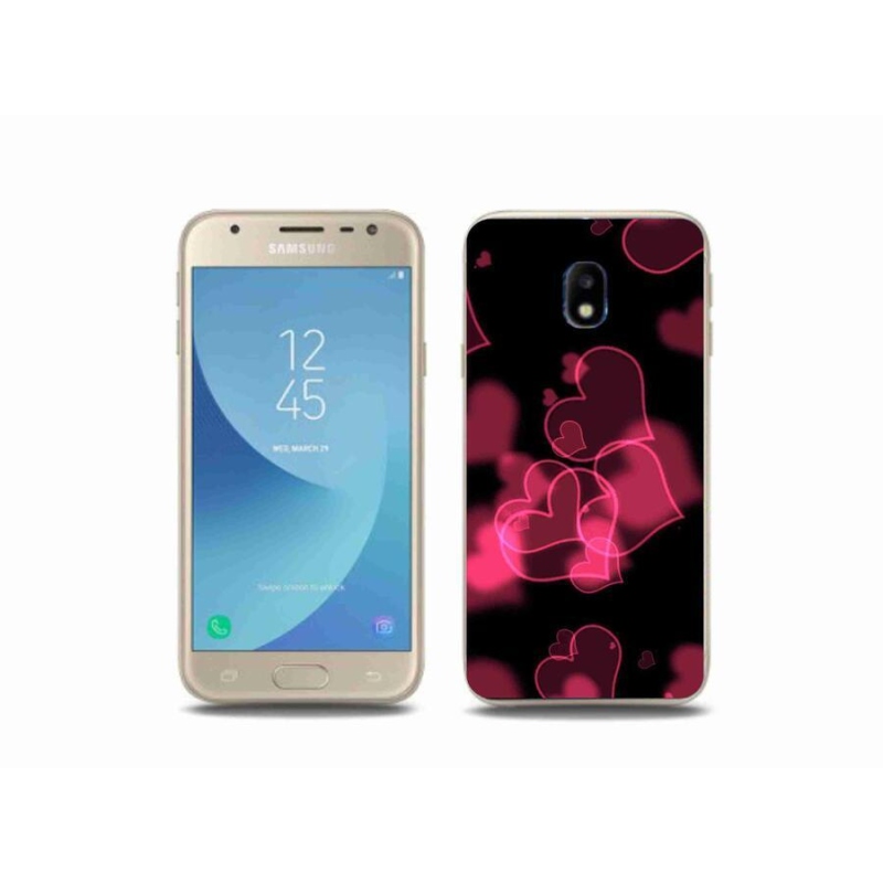 Gél védőhuzat mmCase Samsung Galaxy J3 (2017) - piros szívek
