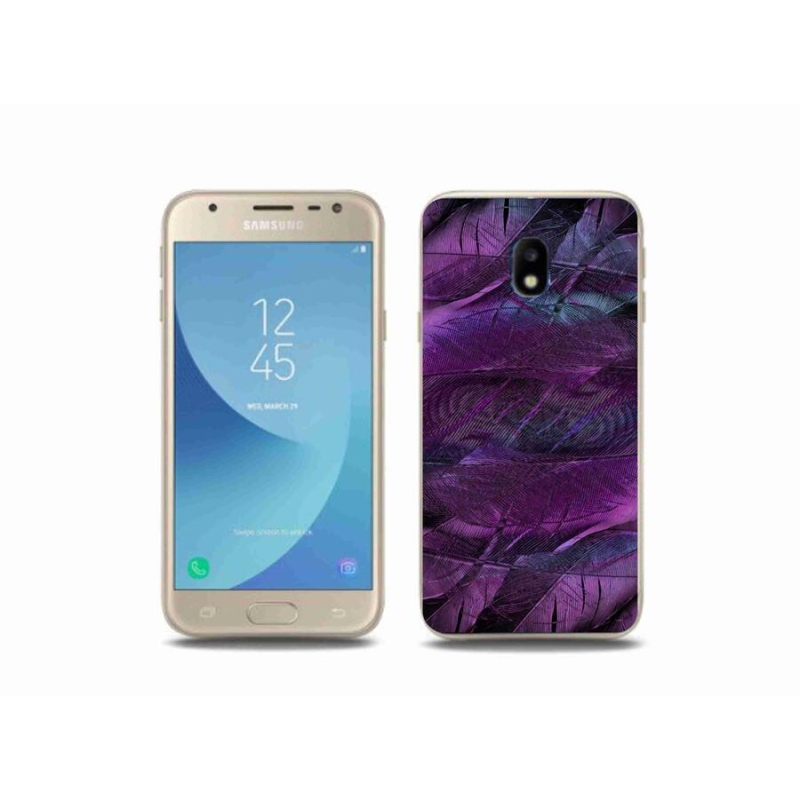 Gél védőhuzat mmCase Samsung Galaxy J3 (2017) - lila tollak