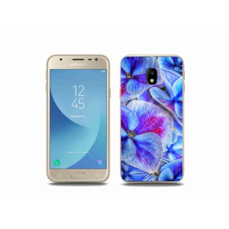 Gél védőhuzat mmCase Samsung Galaxy J3 (2017) - kék virágok 1