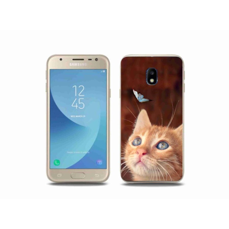 Gél borító mmCase mobiltelefonhoz Samsung Galaxy J3 (2017) - pillangó és cica