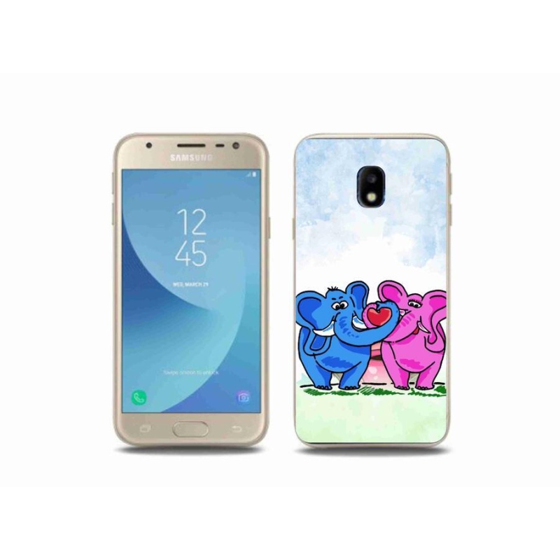 Gél borító mmCase mobiltelefonhoz Samsung Galaxy J3 (2017) - szerelmes elefántok