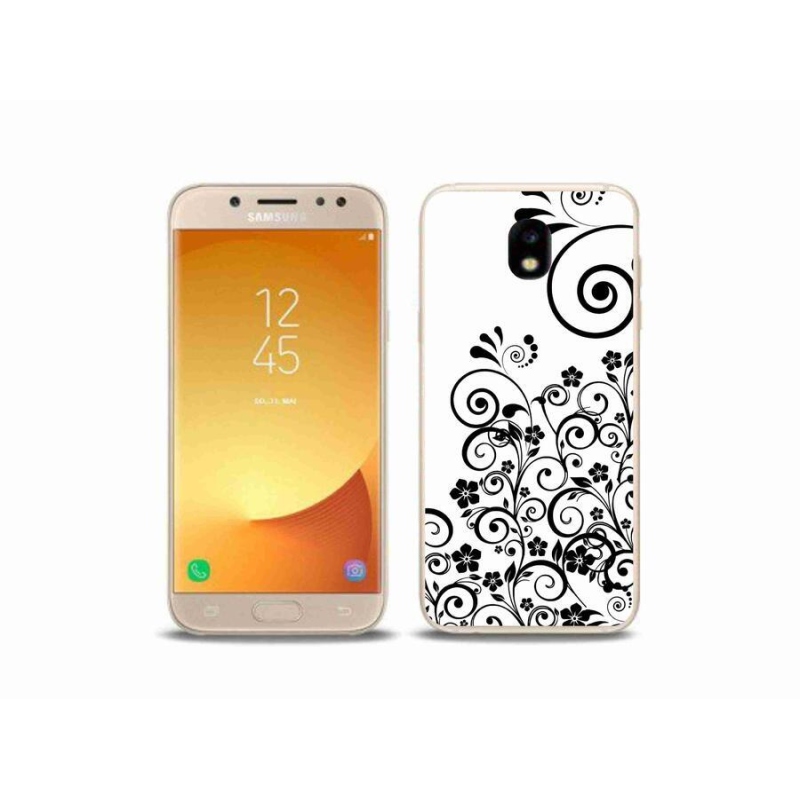 Zselés borítás mmCase Samsung Galaxy J5 (2017) - fekete-fehér virágmintás borítás - fekete-fehér virágmintás borítás