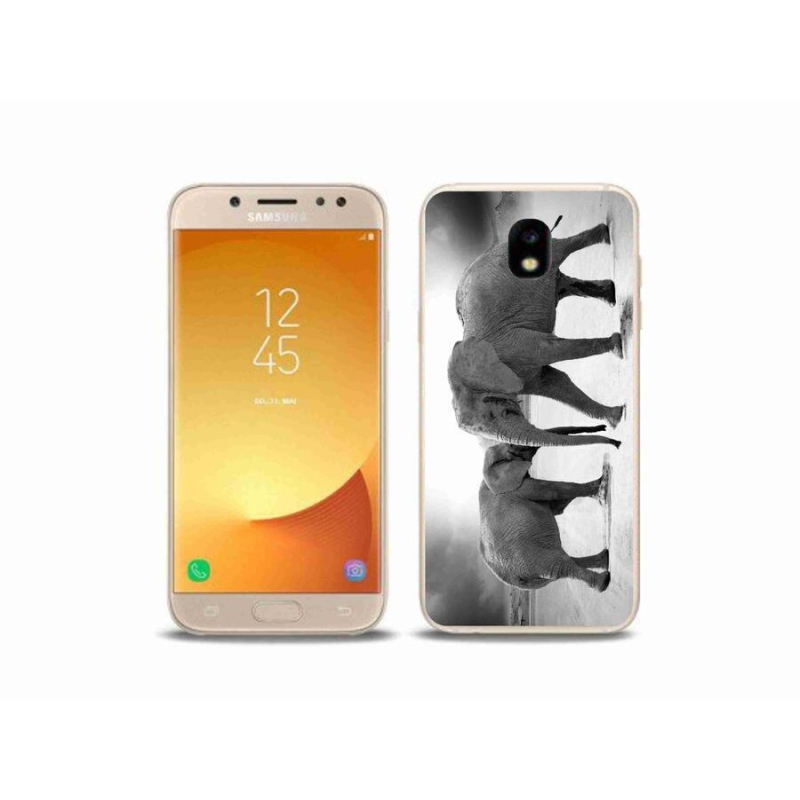 Gél borító mmCase Samsung Galaxy J5 (2017) - fekete-fehér elefántokhoz