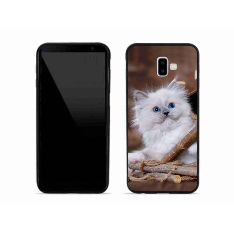 Gél védőhuzat mmCase Samsung Galaxy J6 Plus készülékhez - fehér cica