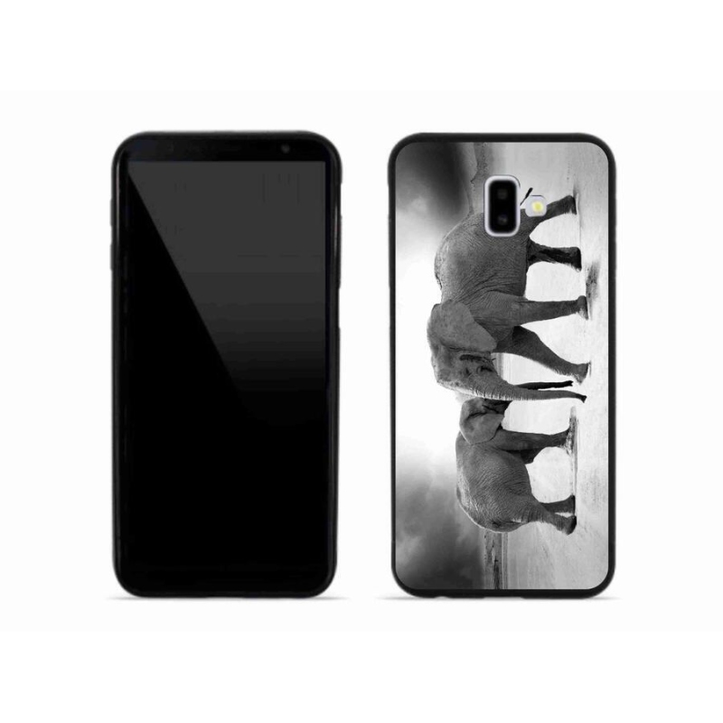 Zselés borítás mmCase Samsung Galaxy J6 Plus készülékhez - fekete és fehér elefántok