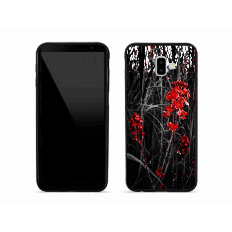 Zselés borítás mmCase Samsung Galaxy J6 Plus - piros növényhez