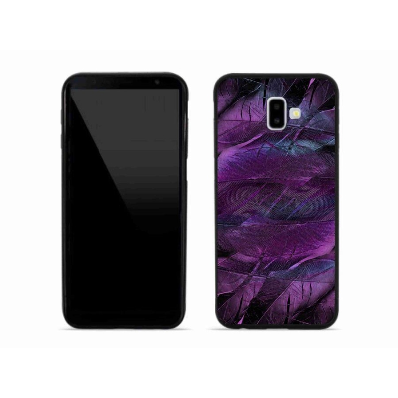 Gél védőhuzat mmCase Samsung Galaxy J6 Plus készülékhez - lila tollak