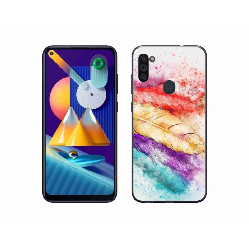 Gél védőhuzat mmCase mobiltelefonhoz Samsung Galaxy M11 - színes tollak