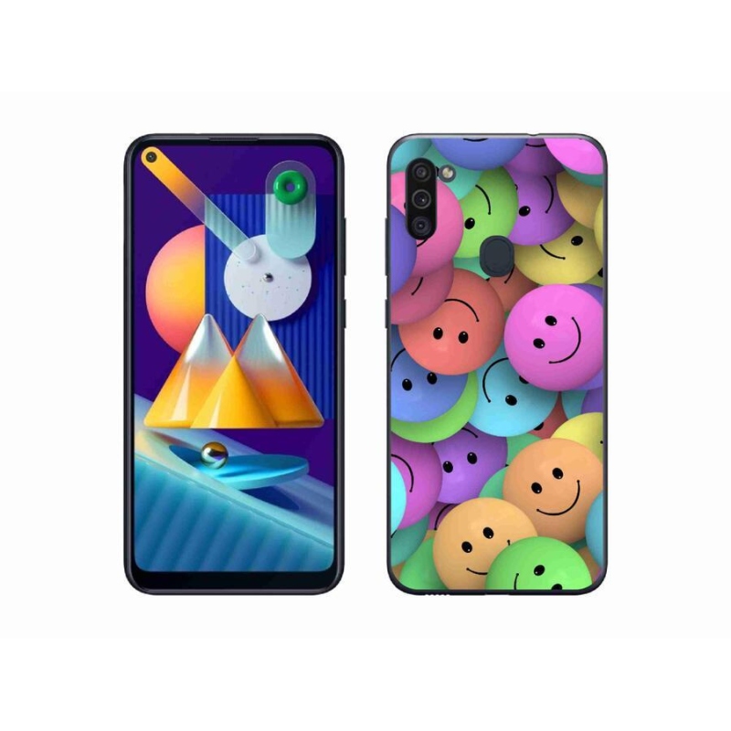 Gél borító mmCase a mobiltelefonon Samsung Galaxy M11 - színes smiley-k