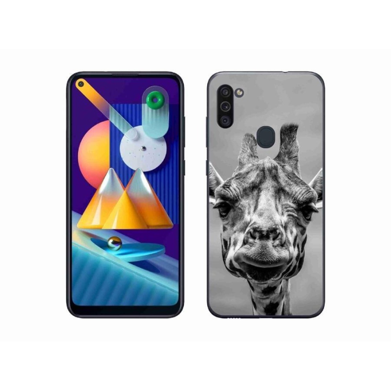 Zselés borítás mmCase Samsung Galaxy M11 készülékhez - fekete-fehér zsiráf