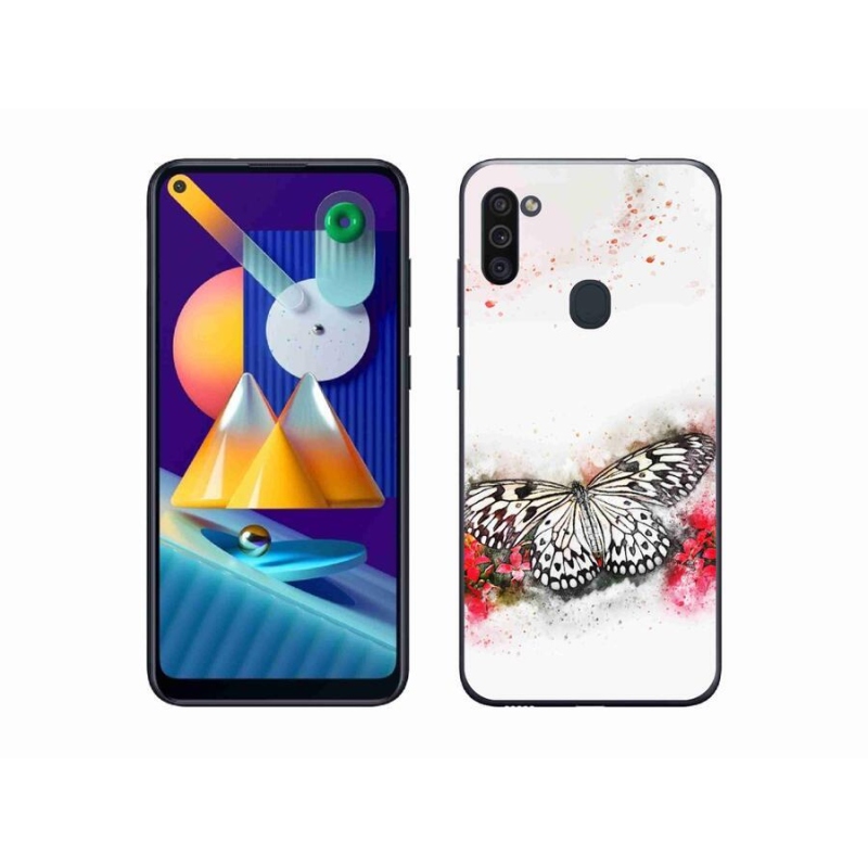 Zselés borítás mmCase Samsung Galaxy M11 készülékhez - fekete-fehér pillangó