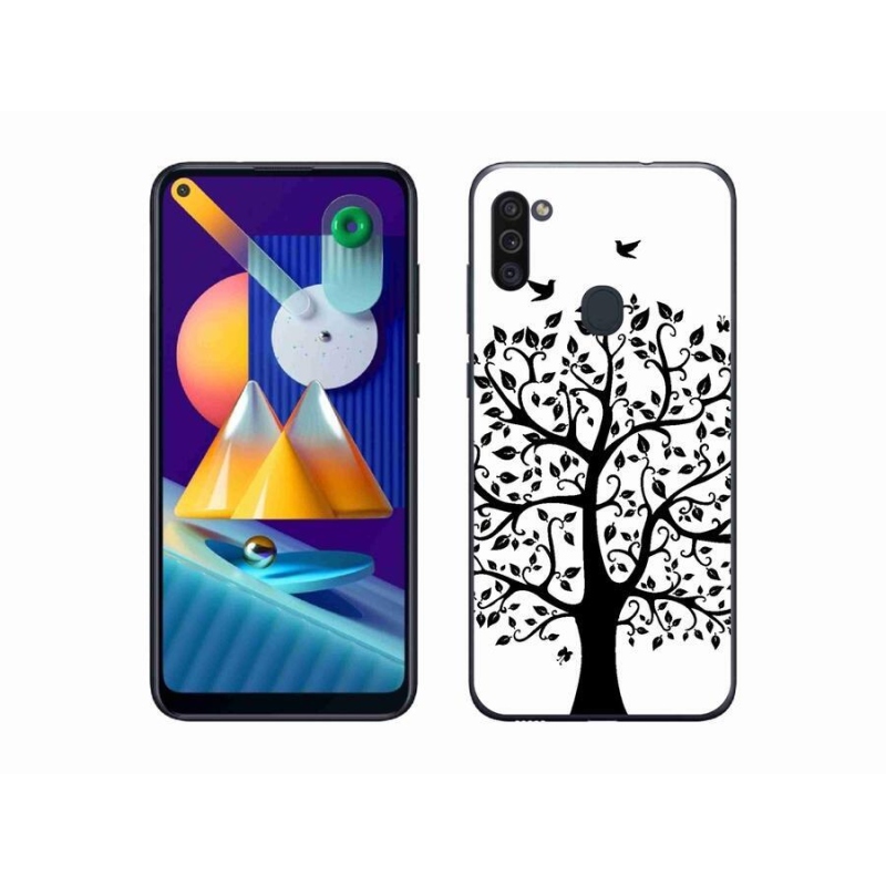 Zselés borítás mmCase Samsung Galaxy M11 - fekete-fehér fa