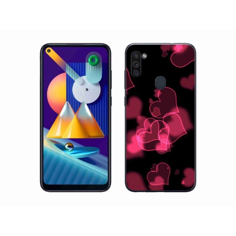 Gél védőhuzat mmCase Samsung Galaxy M11 készülékhez - piros szívek