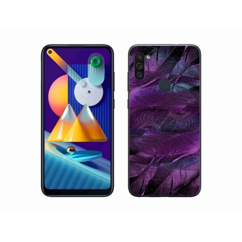 Gél védőhuzat mmCase Samsung Galaxy M11 készülékhez - lila tollak