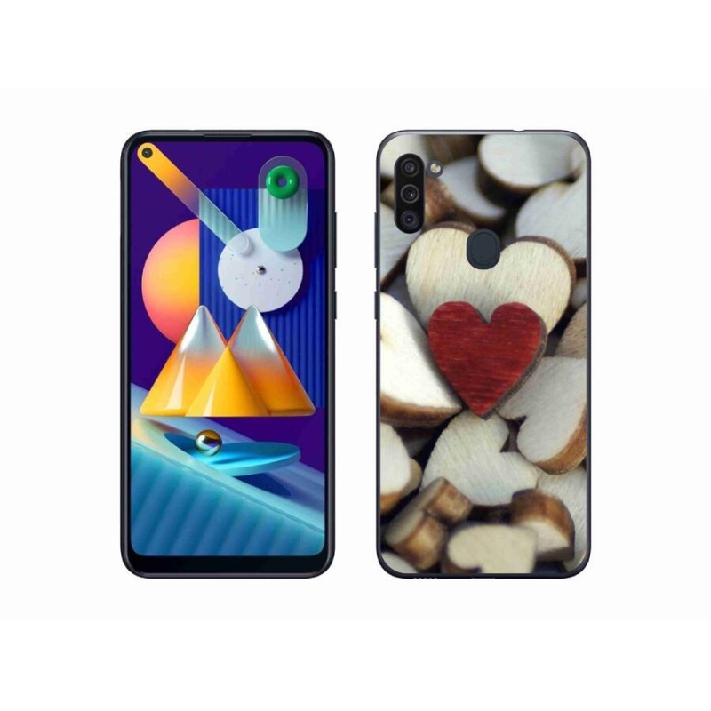 Gél védőhuzat mmCase Samsung Galaxy M11 készülékhez - gravírozott piros szív