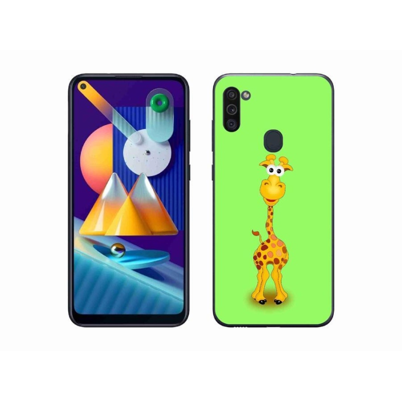 Zselés borítás mmCase Samsung Galaxy M11 készülékhez - rajzfilm zsiráf