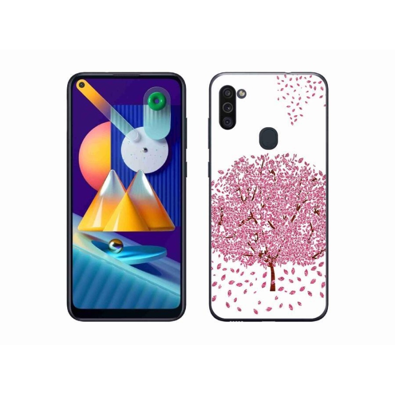 Zselés borító mmCase mobiltelefonhoz Samsung Galaxy M11 - rajzfilmfa levelekkel