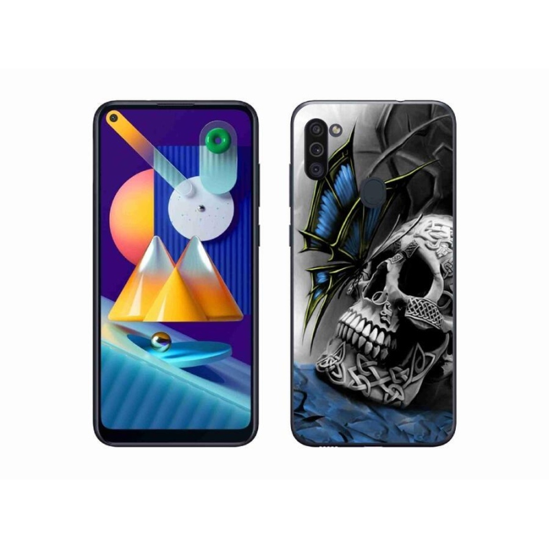 Gél borítás mmCase Samsung Galaxy M11 készülékhez - pillangó és koponya