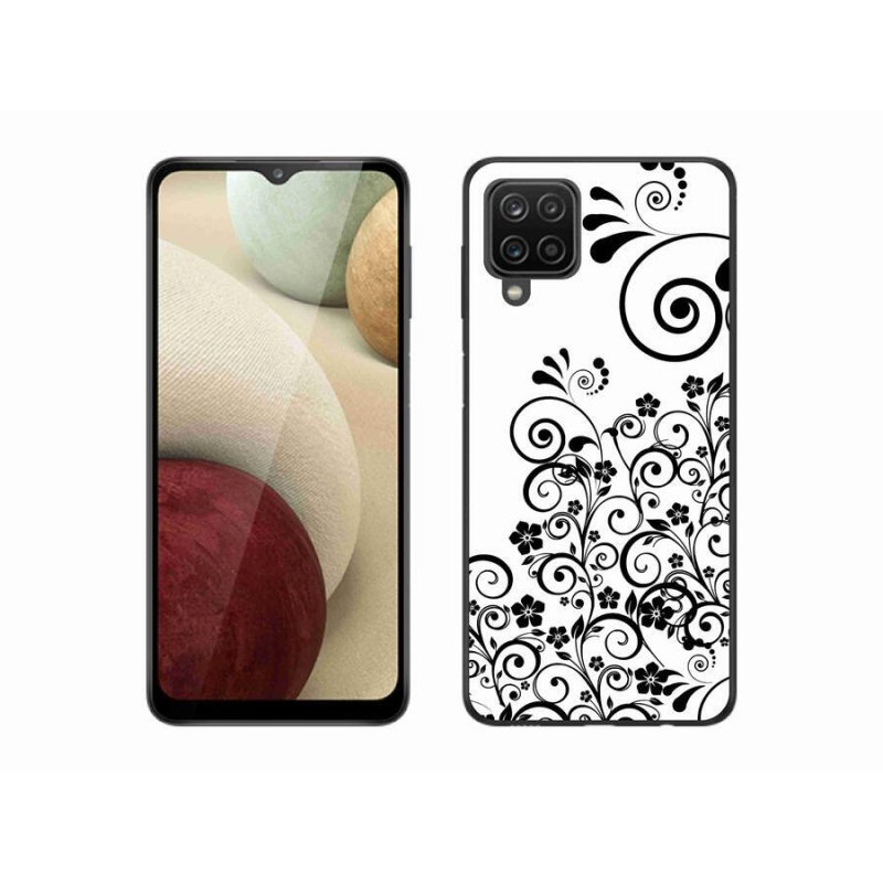 Zselés borítás mmCase Samsung Galaxy M12 készülékhez - fekete-fehér virágminták