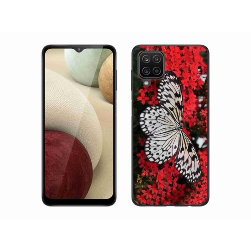 Gél védőhuzat mmCase Samsung Galaxy M12 - fekete-fehér pillangó 1