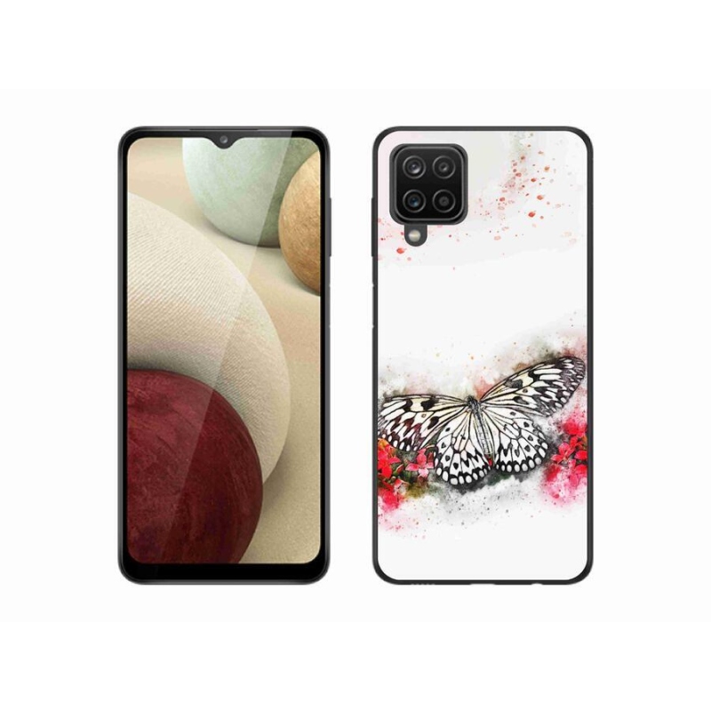 Zselés borítás mmCase Samsung Galaxy M12 - fekete-fehér pillangóhoz