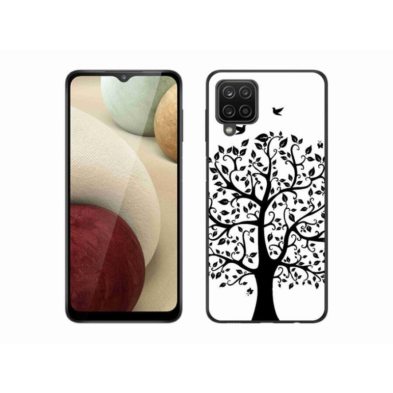 Zselés borítás mmCase Samsung Galaxy M12 - fekete-fehér fa