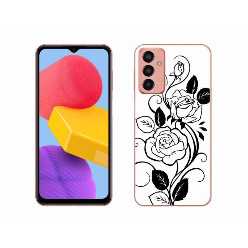Zselés borítás mmCase Samsung Galaxy M13 készülékhez - fekete és fehér rózsa