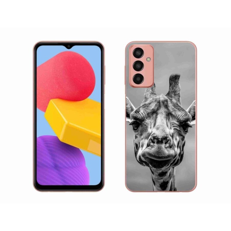Zselés borítás mmCase Samsung Galaxy M13 készülékhez - fekete-fehér zsiráf