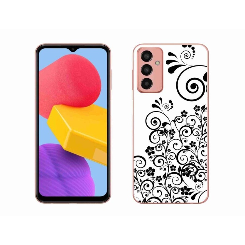 Zselés borítás mmCase Samsung Galaxy M13 készülékhez - fekete és fehér virágmintás