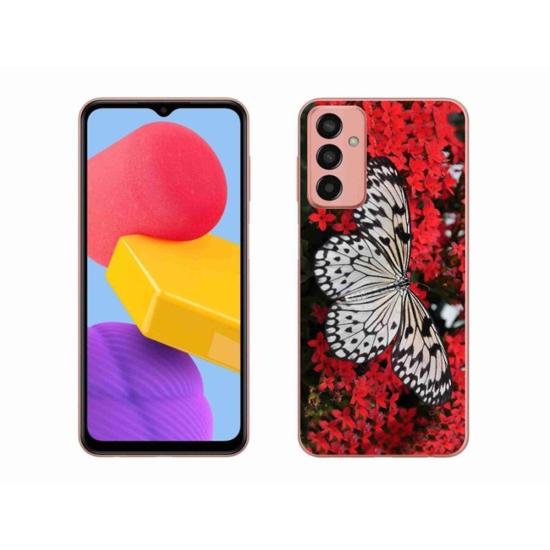 Gél védőhuzat mmCase Samsung Galaxy M13 - fekete-fehér pillangó 1