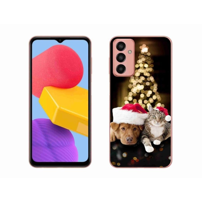 Gél borító mmCase Samsung Galaxy M13 készülékhez - Karácsonyi kutya és macska