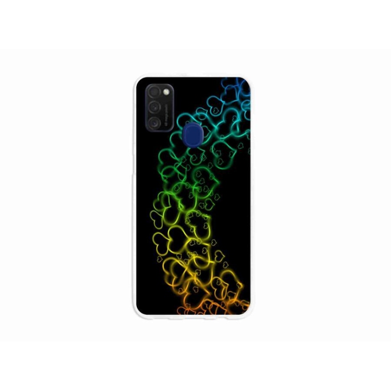 Gél védőhuzat mmCase mobiltelefonhoz Samsung Galaxy M21 - színes szívek