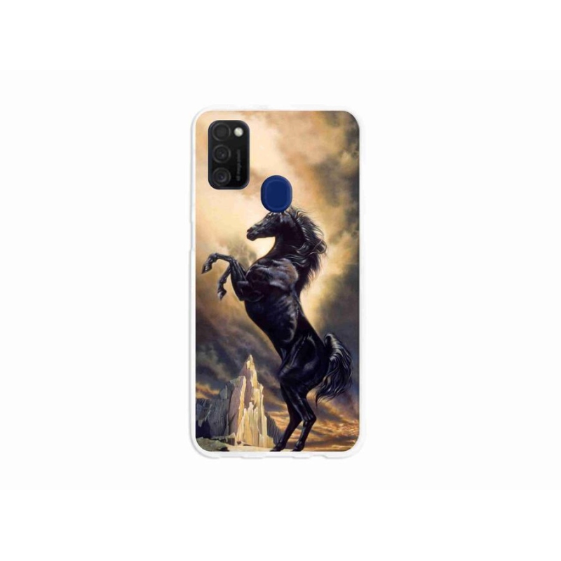 Zselés borítás mmCase Samsung Galaxy M21 - fekete rajzfilm lóhoz