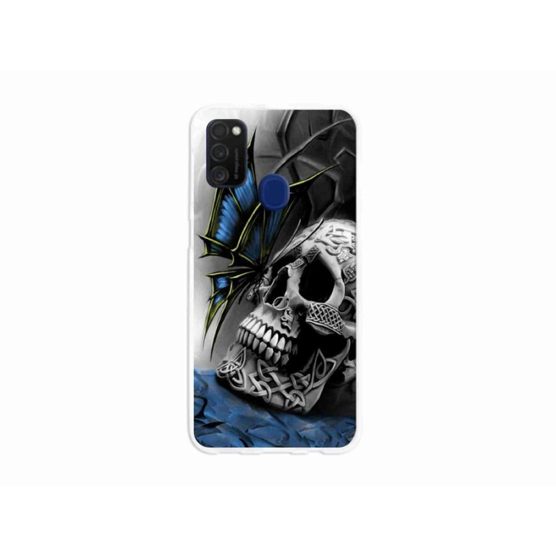 Gél borító mmCase Samsung Galaxy M21 - pillangó és koponya - Samsung Galaxy M21-hez