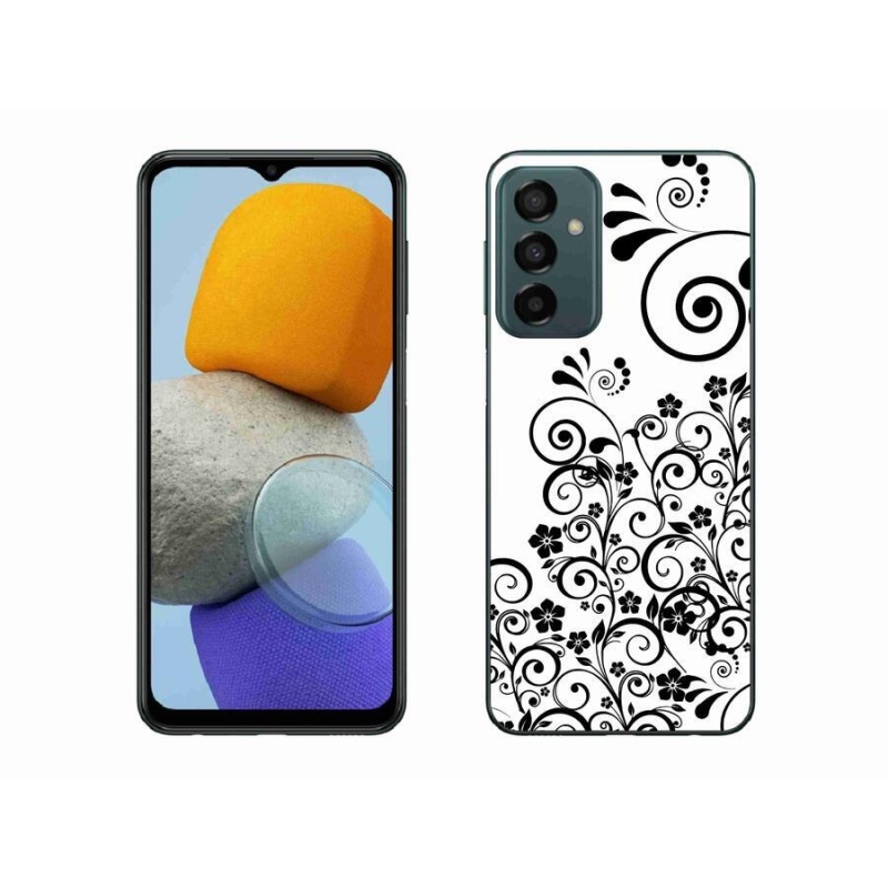 Zselés borítás mmCase Samsung Galaxy M23 5G - fekete és fehér virágmintás borítás Samsung Galaxy M23 5G-hez