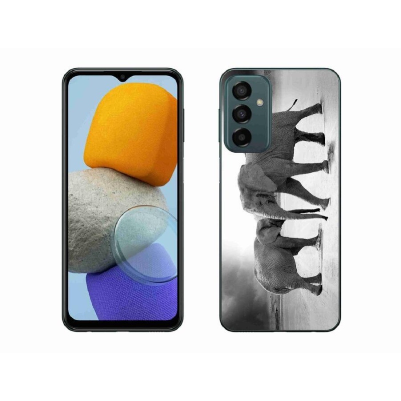 Gél borítás mmCase Samsung Galaxy M23 5G - fekete és fehér elefántokhoz