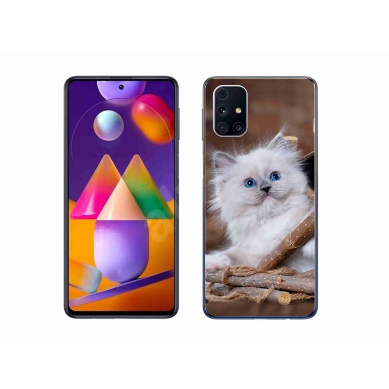 Gél védőhuzat mmCase Samsung Galaxy M31s készülékhez - fehér cica