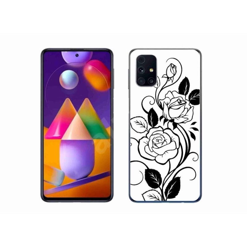 Zselés borítás mmCase Samsung Galaxy M31s készülékhez - fekete és fehér rózsa