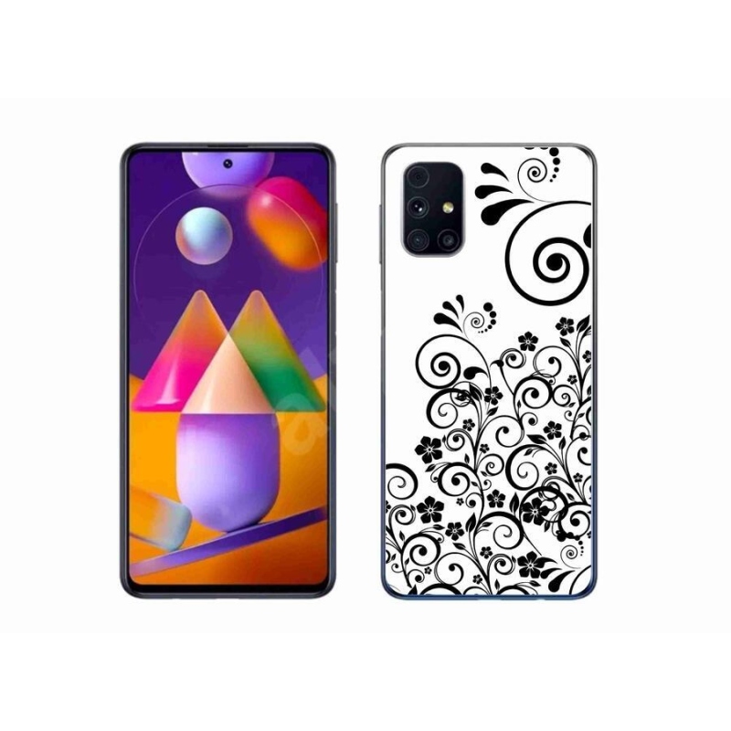 Zselés borítás mmCase Samsung Galaxy M31s készülékhez - fekete és fehér virágmintás