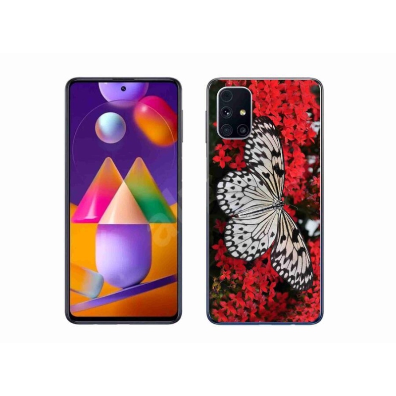 Gél védőhuzat mmCase Samsung Galaxy M31s készülékhez - fekete-fehér pillangó 1