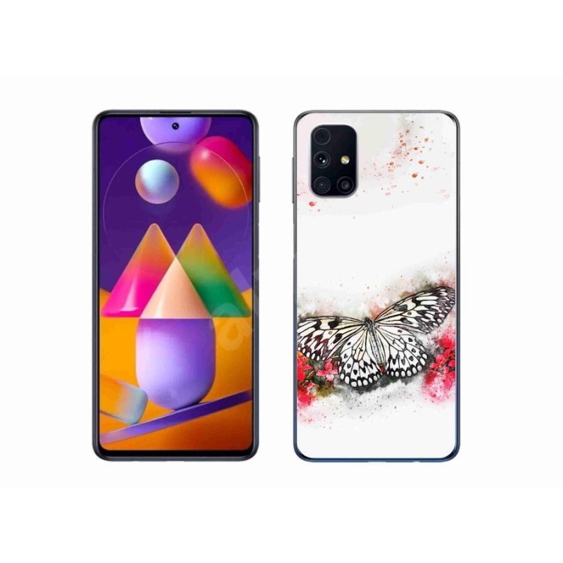Zselés borítás mmCase Samsung Galaxy M31s készülékhez - fekete-fehér pillangó