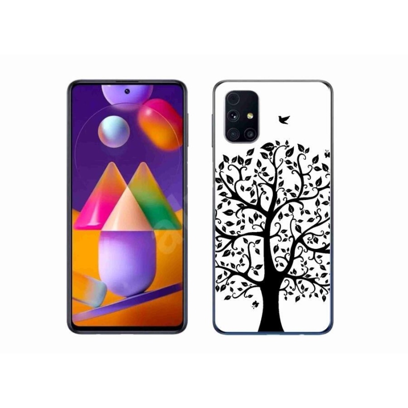 Zselés borítás mmCase Samsung Galaxy M31s készülékhez - fekete-fehér fa