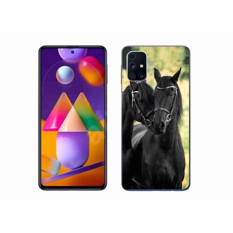 Zselés borítás mmCase Samsung Galaxy M31S - két fekete ló