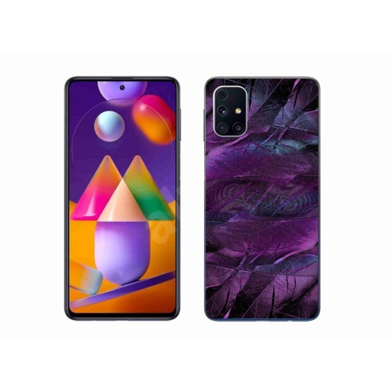 Gél védőhuzat mmCase Samsung Galaxy M31s készülékhez - lila tollak