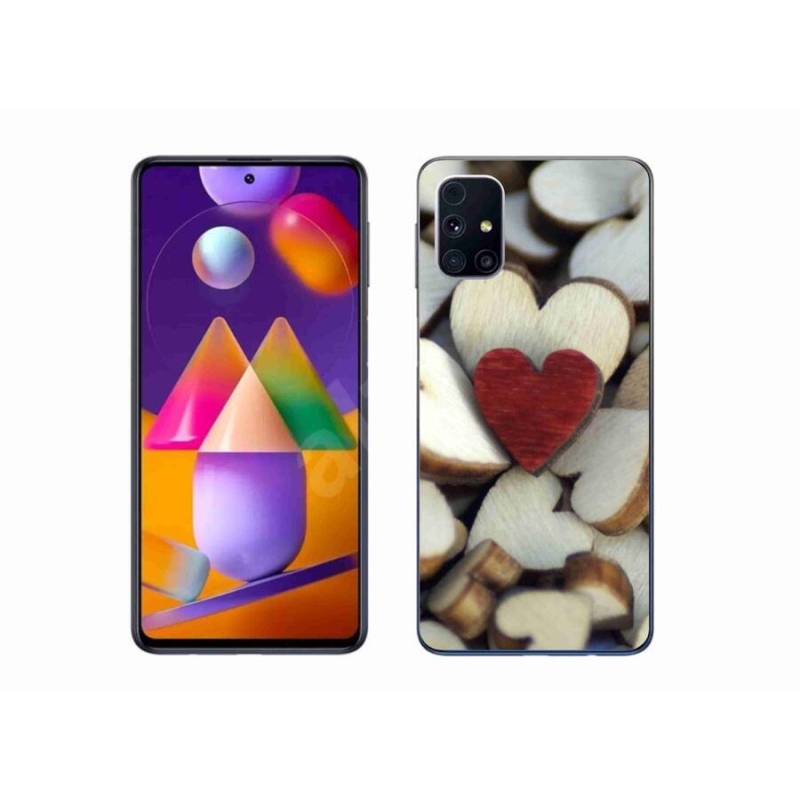 Zselés borítás mmCase Samsung Galaxy M31s készülékhez - gravírozott piros szív