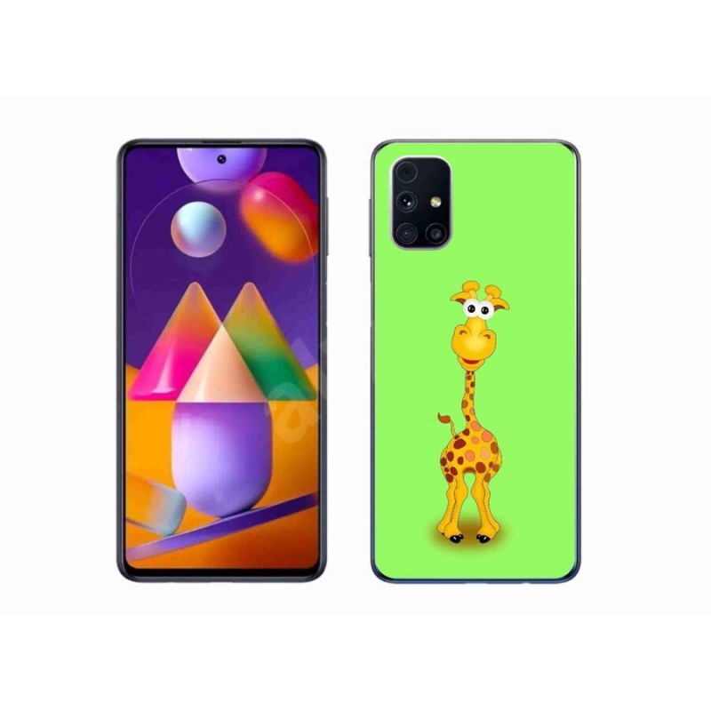 Zselés borító mmCase Samsung Galaxy M31s készülékhez - rajzfilm zsiráf