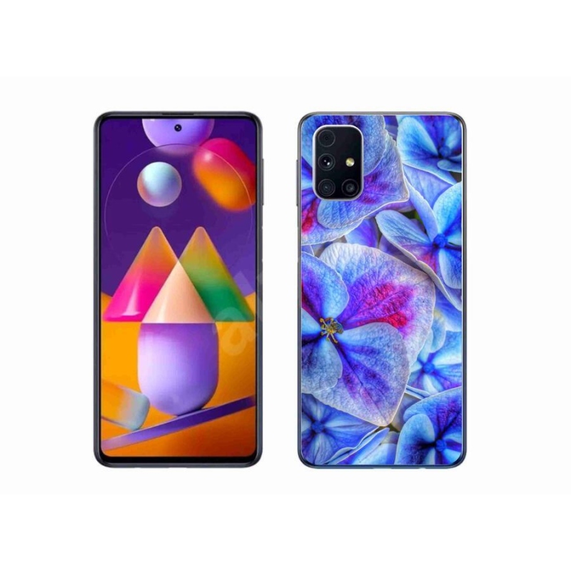 Gél védőhuzat mmCase Samsung Galaxy M31s készülékhez - kék virágok 1